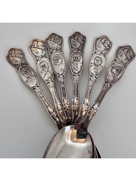 1881 Roger’s Other - WWI 1881 Rogers A1 “Generals & Admirals” Commemorative Spoons 7pcs c.1915–1920s